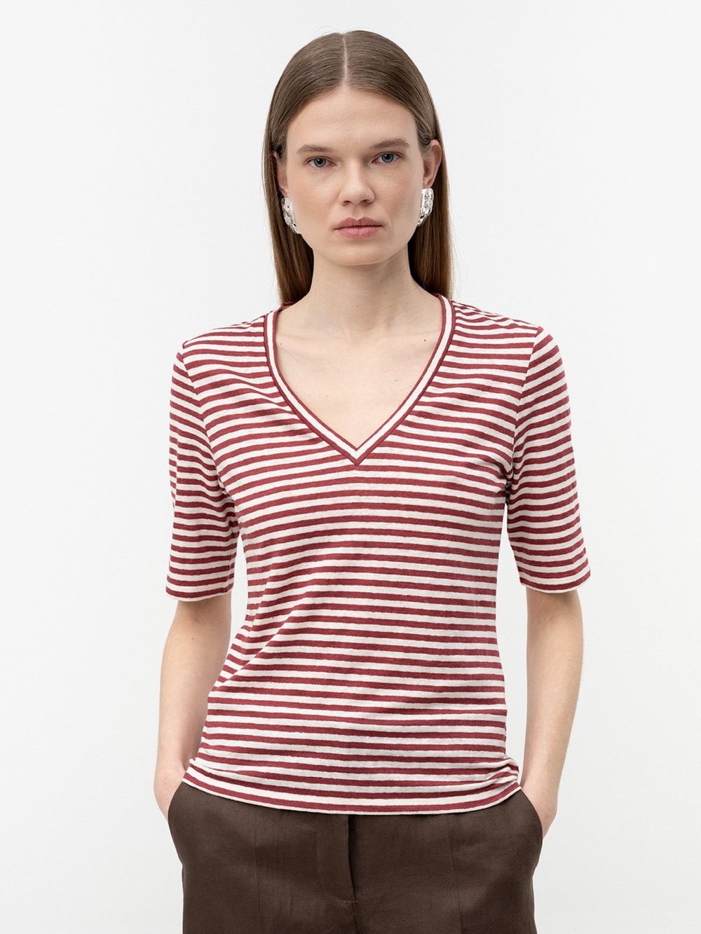WEEKEND MAXMARA | Opzione Striped Linen Tee P2P 19.5”
